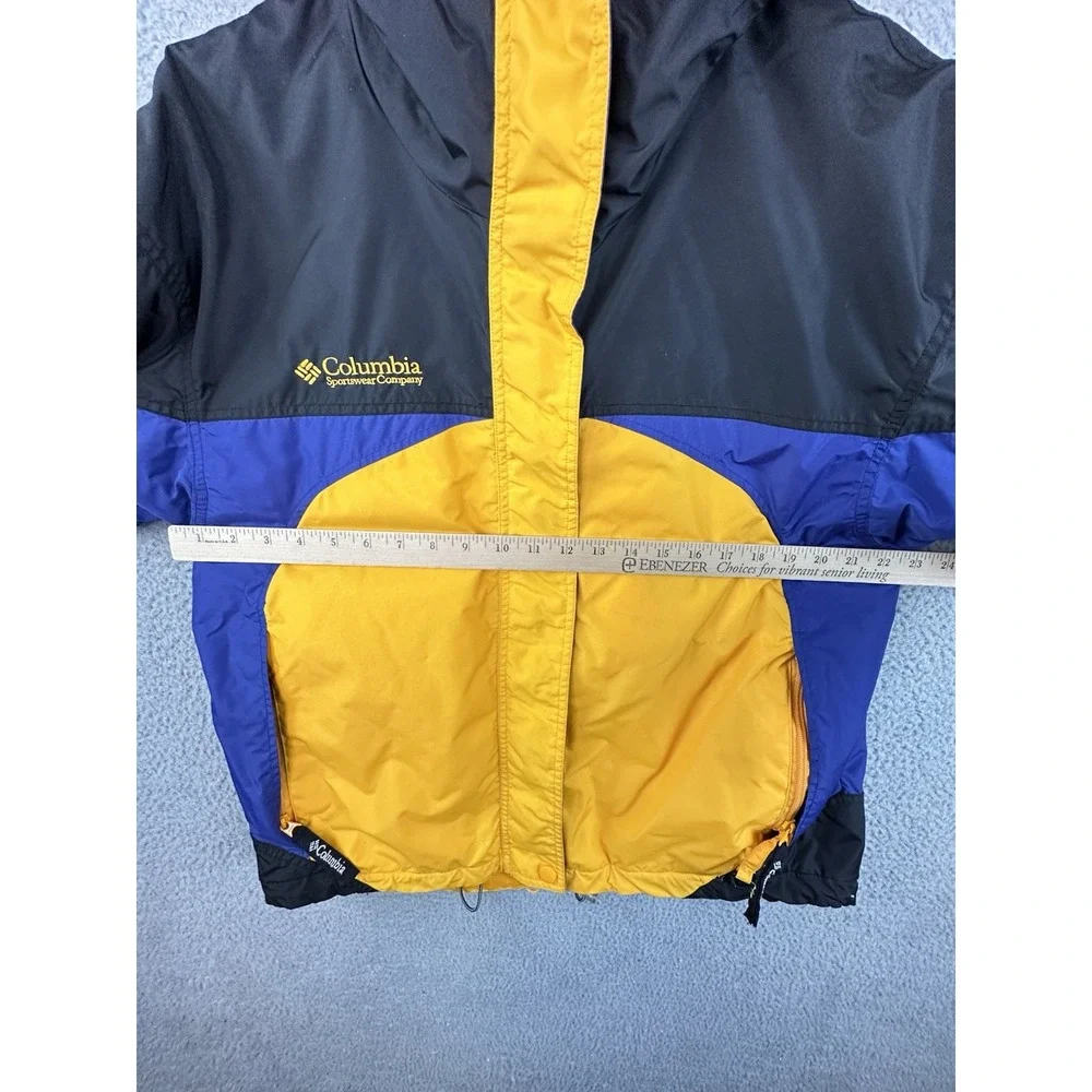 VTG Columbia Hooded Jacket Womens Medium Yellow Blue Black Full Zip Winter Ski